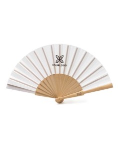 Abanico Milos madera tela reciclada RPET personalizado 2