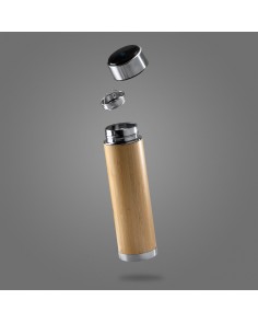 Customizable bamboo thermos with digital thermometer in the cap 2
